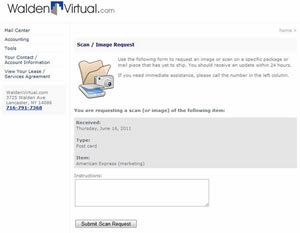 Mail scan request